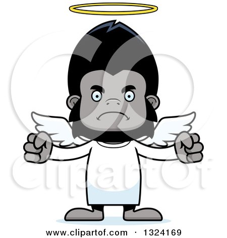 Clipart of a Cartoon Mad Gorilla Angel - Royalty Free Vector Illustration by Cory Thoman