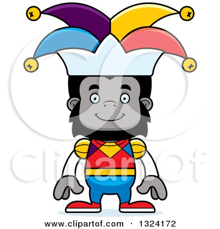 Clipart of a Cartoon Happy Gorilla Jester - Royalty Free Vector Illustration by Cory Thoman
