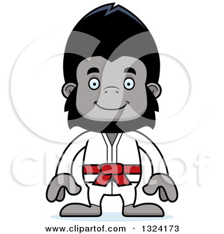 Clipart of a Cartoon Happy Karate Gorilla - Royalty Free Vector Illustration by Cory Thoman