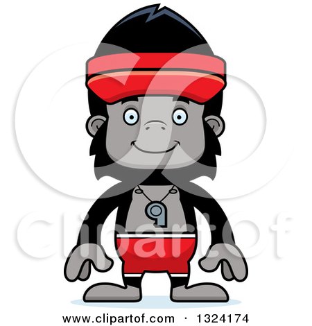 Clipart of a Cartoon Happy Gorilla Lifeguard - Royalty Free Vector Illustration by Cory Thoman
