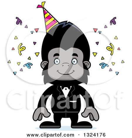 Clipart of a Cartoon Happy Party Gorilla - Royalty Free Vector Illustration by Cory Thoman