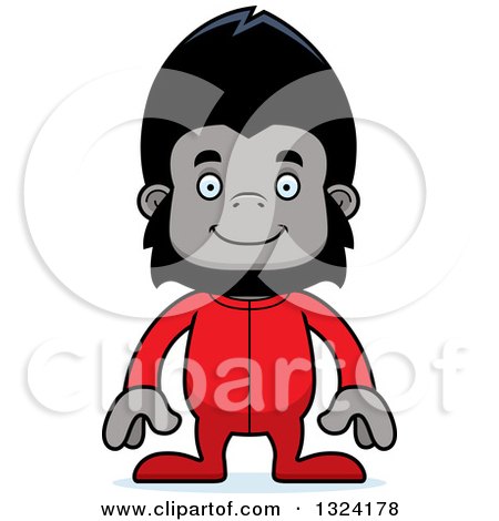 Clipart of a Cartoon Happy Gorilla in Pjs - Royalty Free Vector Illustration by Cory Thoman