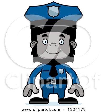 Clipart of a Cartoon Happy Gorilla Police Officer - Royalty Free Vector Illustration by Cory Thoman