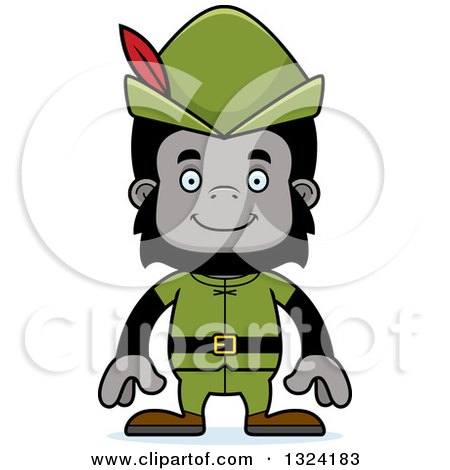 Clipart of a Cartoon Happy Gorilla Robin Hood - Royalty Free Vector Illustration by Cory Thoman