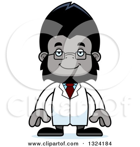 Clipart of a Cartoon Happy Gorilla Scientist - Royalty Free Vector Illustration by Cory Thoman
