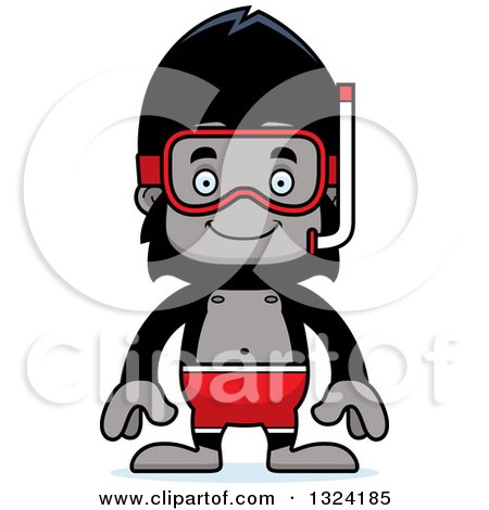 Clipart of a Cartoon Happy Gorilla in Snorkel Gear - Royalty Free Vector Illustration by Cory Thoman