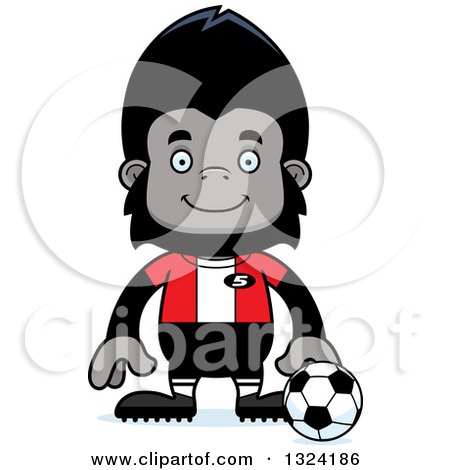 Clipart of a Cartoon Happy Gorilla Soccer Player - Royalty Free Vector Illustration by Cory Thoman