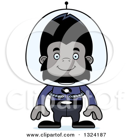 Clipart of a Cartoon Happy Futuristic Space Gorilla - Royalty Free Vector Illustration by Cory Thoman