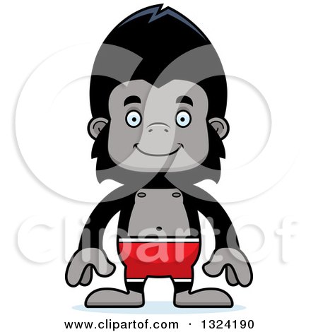 Clipart of a Cartoon Happy Gorilla Swimmer - Royalty Free Vector Illustration by Cory Thoman