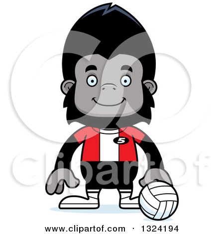 Clipart of a Cartoon Happy Gorilla Volleyball Player - Royalty Free Vector Illustration by Cory Thoman