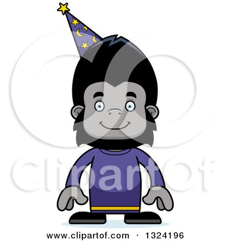 Clipart of a Cartoon Happy Gorilla Wizard - Royalty Free Vector Illustration by Cory Thoman