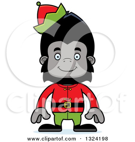 Clipart of a Cartoon Happy Gorilla Christmas Elf - Royalty Free Vector Illustration by Cory Thoman
