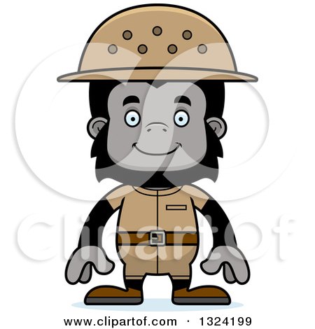 Clipart of a Cartoon Happy Gorilla Zookeeper - Royalty Free Vector Illustration by Cory Thoman