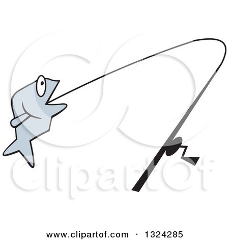 Clipart of a Cartoon Fish on a Line - Royalty Free Vector Illustration by Johnny Sajem