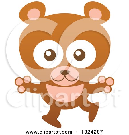 Clipart of a Cartoon Brown Baby Bear Cub - Royalty Free Vector Illustration by Zooco