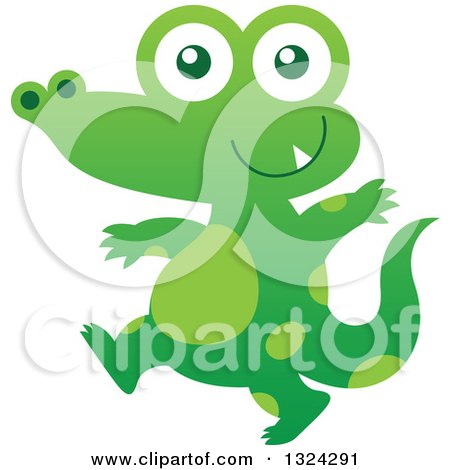 Clipart of a Cartoon Baby Green Crocodile - Royalty Free Vector Illustration by Zooco