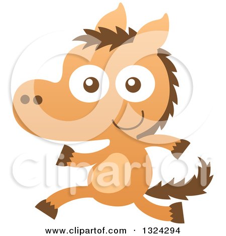 Clipart of a Cartoon Baby Horse Running Upright - Royalty Free Vector Illustration by Zooco