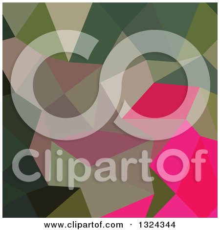 Clipart of a Low Poly Abstract Geometric Background of Cerise Red Green - Royalty Free Vector Illustration by patrimonio