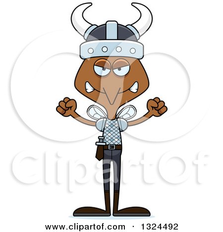 Clipart of a Cartoon Angry Mosquito Viking - Royalty Free Vector Illustration by Cory Thoman