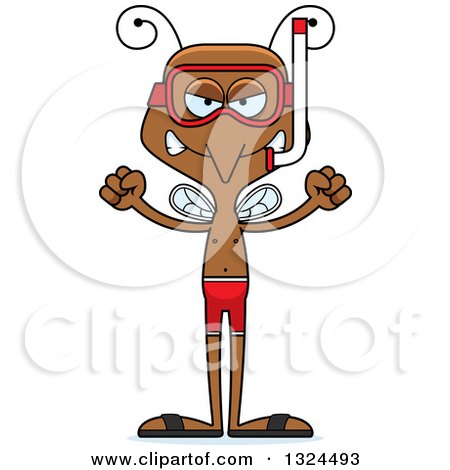 Clipart of a Cartoon Angry Mosquito in Snorkel Gear - Royalty Free Vector Illustration by Cory Thoman