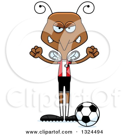 Clipart of a Cartoon Angry Mosquito Soccer Player - Royalty Free Vector Illustration by Cory Thoman