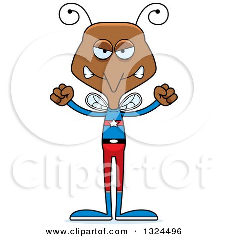 Clipart of a Cartoon Angry Mosquito Super Hero - Royalty Free Vector Illustration by Cory Thoman