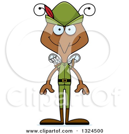 Clipart of a Cartoon Happy Mosquito Robin Hood - Royalty Free Vector Illustration by Cory Thoman