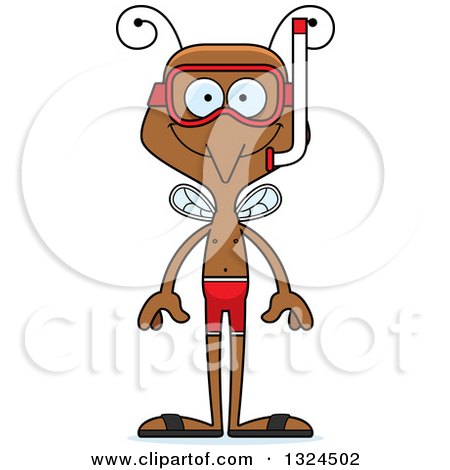 Clipart of a Cartoon Happy Mosquito in Snorkel Gear - Royalty Free Vector Illustration by Cory Thoman
