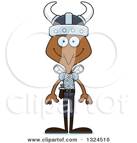 Clipart of a Cartoon Happy Mosquito Viking - Royalty Free Vector Illustration by Cory Thoman