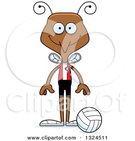 Clipart of a Cartoon Happy Mosquito Volleyball Player - Royalty Free Vector Illustration by Cory Thoman