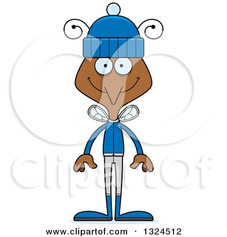 Clipart of a Cartoon Happy Mosquito in Winter Clothes - Royalty Free Vector Illustration by Cory Thoman