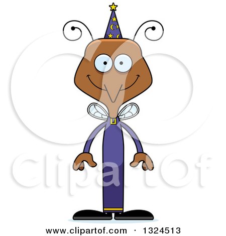 Clipart of a Cartoon Happy Mosquito Wizard - Royalty Free Vector Illustration by Cory Thoman