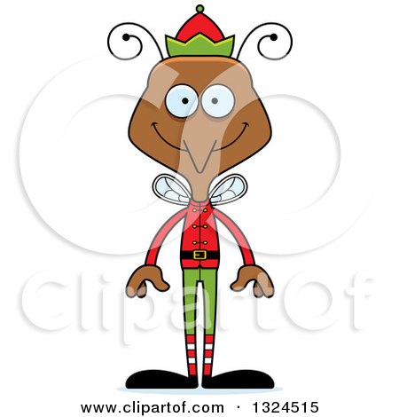 Clipart of a Cartoon Happy Mosquito Christmas Elf - Royalty Free Vector Illustration by Cory Thoman