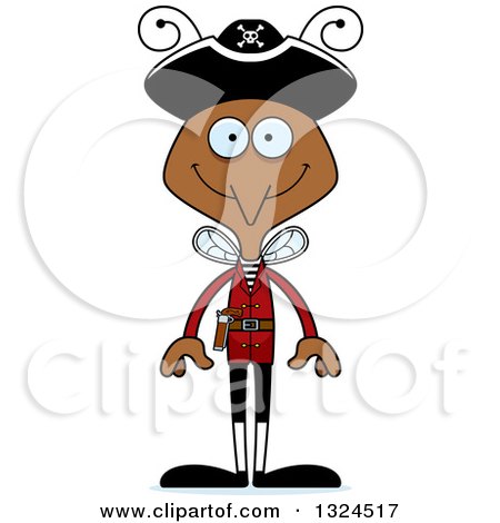 Clipart of a Cartoon Happy Mosquito Pirate - Royalty Free Vector Illustration by Cory Thoman