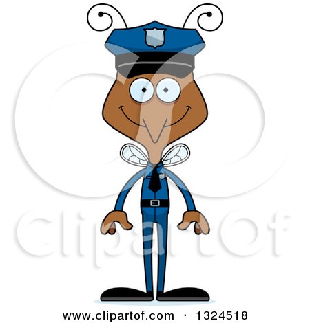 Clipart of a Cartoon Happy Mosquito Police Officer - Royalty Free Vector Illustration by Cory Thoman