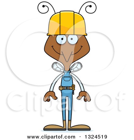 Clipart of a Cartoon Happy Mosquito Construction Worker - Royalty Free Vector Illustration by Cory Thoman