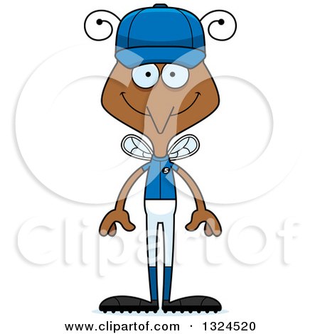 Clipart of a Cartoon Happy Mosquito Baseball Player - Royalty Free Vector Illustration by Cory Thoman