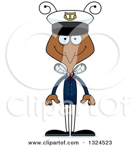 Clipart of a Cartoon Happy Mosquito Boat Captain - Royalty Free Vector Illustration by Cory Thoman