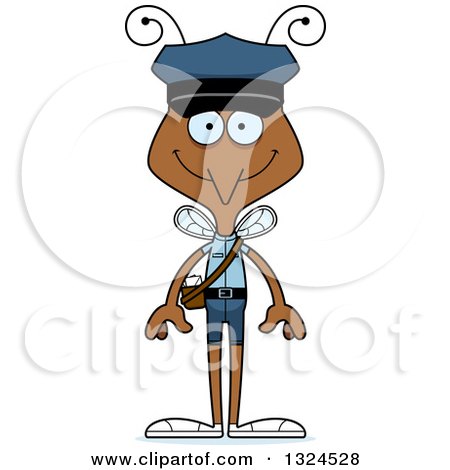 Clipart of a Cartoon Happy Mosquito Mailman - Royalty Free Vector Illustration by Cory Thoman