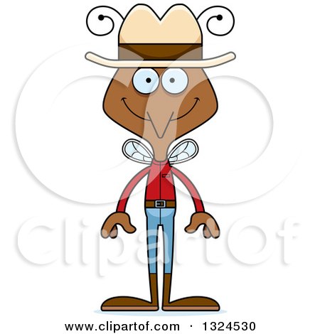 Clipart of a Cartoon Happy Mosquito Cowboy - Royalty Free Vector Illustration by Cory Thoman