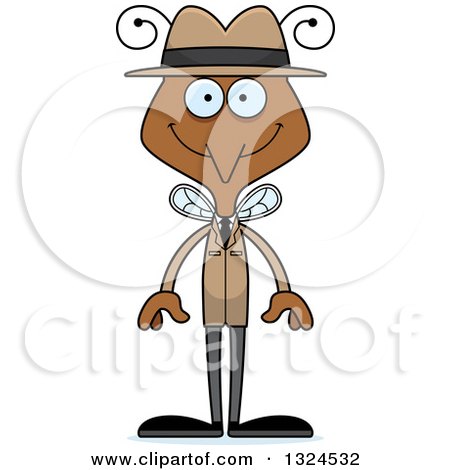 Clipart of a Cartoon Happy Mosquito Detective - Royalty Free Vector Illustration by Cory Thoman