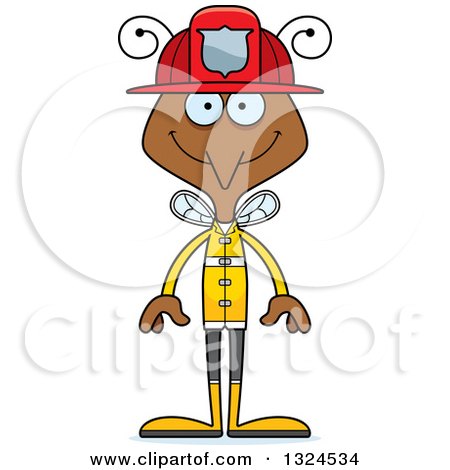 Clipart of a Cartoon Happy Mosquito Firefighter - Royalty Free Vector Illustration by Cory Thoman