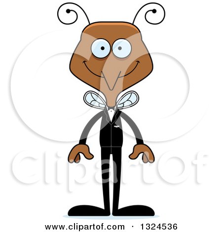 Clipart of a Cartoon Happy Mosquito Wedding Groom - Royalty Free Vector Illustration by Cory Thoman
