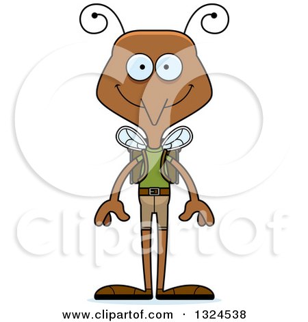 Clipart of a Cartoon Happy Mosquito Hiker - Royalty Free Vector Illustration by Cory Thoman