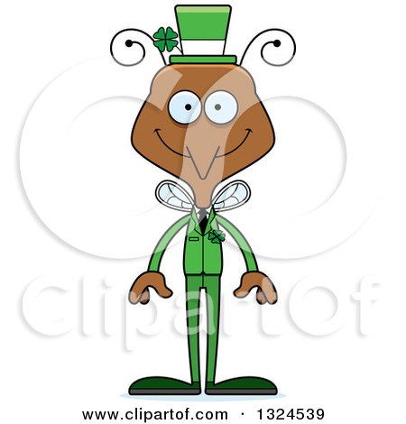 Clipart of a Cartoon Happy Irish St Patricks Day Mosquito - Royalty Free Vector Illustration by Cory Thoman