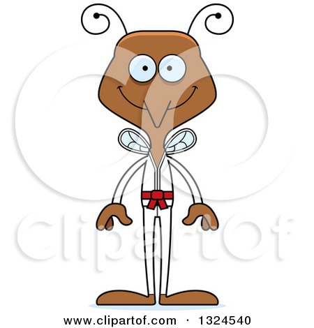 Clipart of a Cartoon Happy Karate Mosquito - Royalty Free Vector Illustration by Cory Thoman