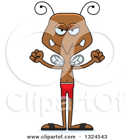 Clipart of a Cartoon Angry Mosquito Swimmer - Royalty Free Vector Illustration by Cory Thoman