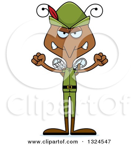 Clipart of a Cartoon Angry Mosquito Robin Hood - Royalty Free Vector Illustration by Cory Thoman