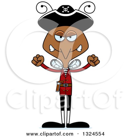 Clipart of a Cartoon Angry Mosquito Pirate - Royalty Free Vector Illustration by Cory Thoman