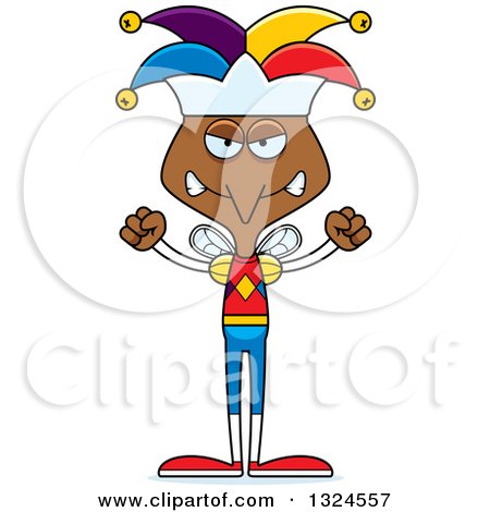 Clipart of a Cartoon Angry Mosquito Jester - Royalty Free Vector Illustration by Cory Thoman